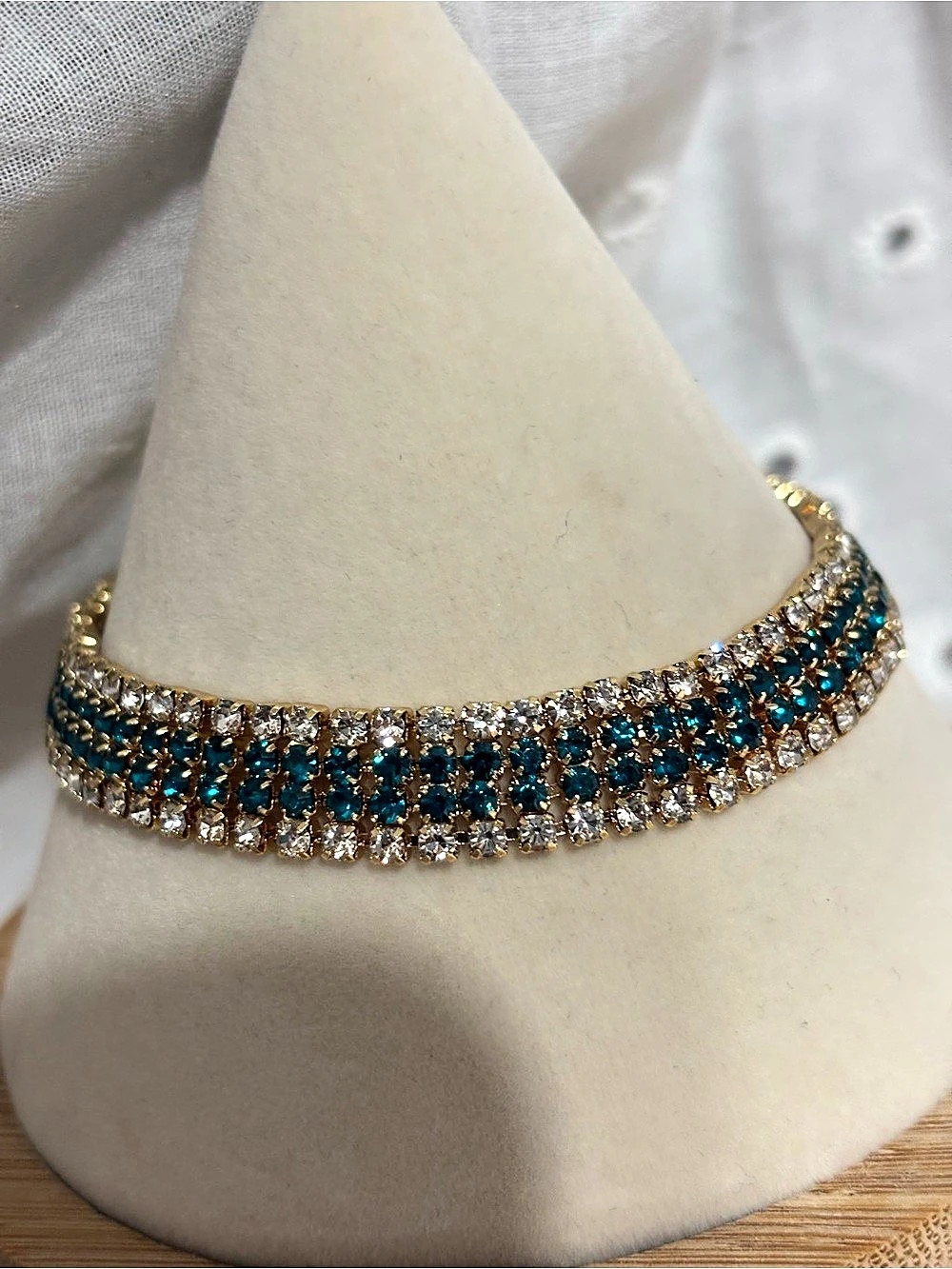 Teal Rhinestone Tennis Bracelet